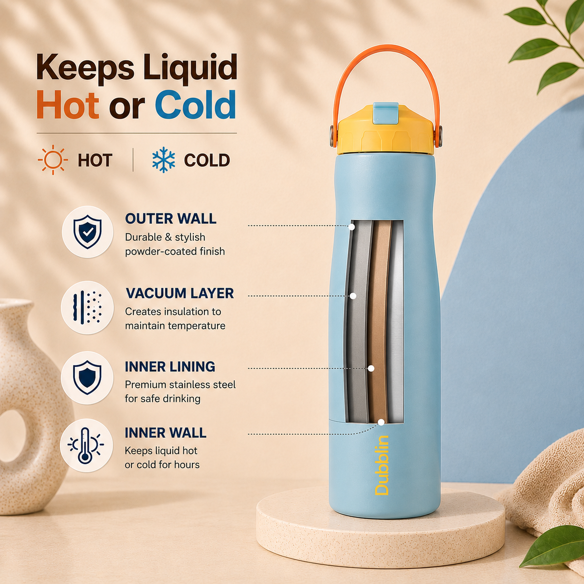 VACUUM BOTTLE FANCY 950 SS DBN-2305 950ML