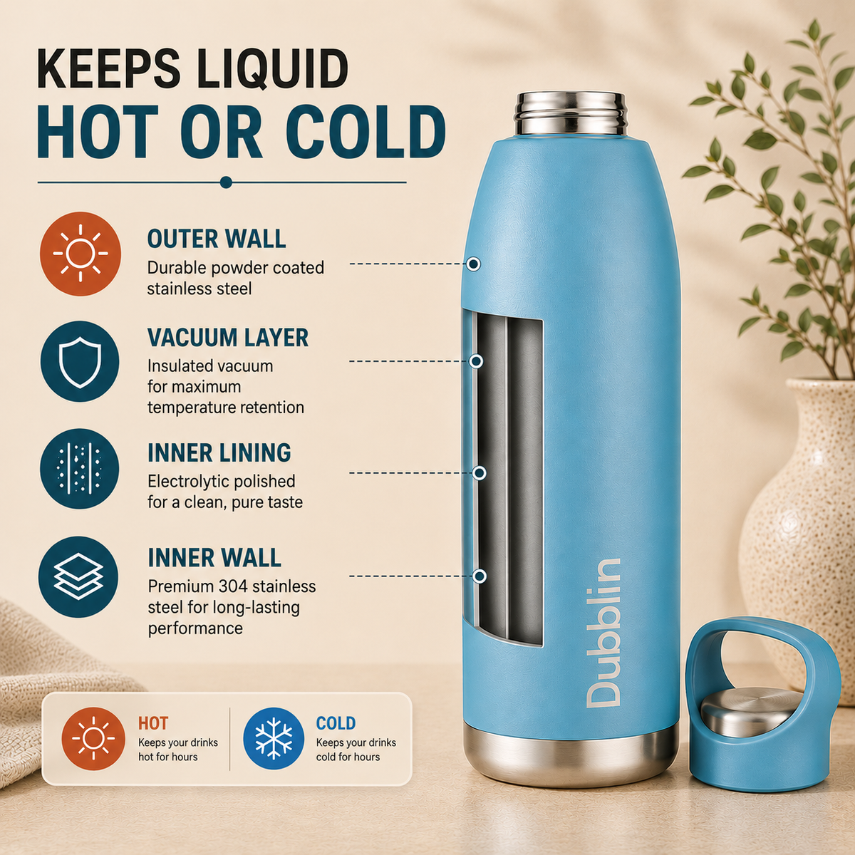 VACUUM BOTTLE HIKER 1000 SS DBN-2316 1000ML