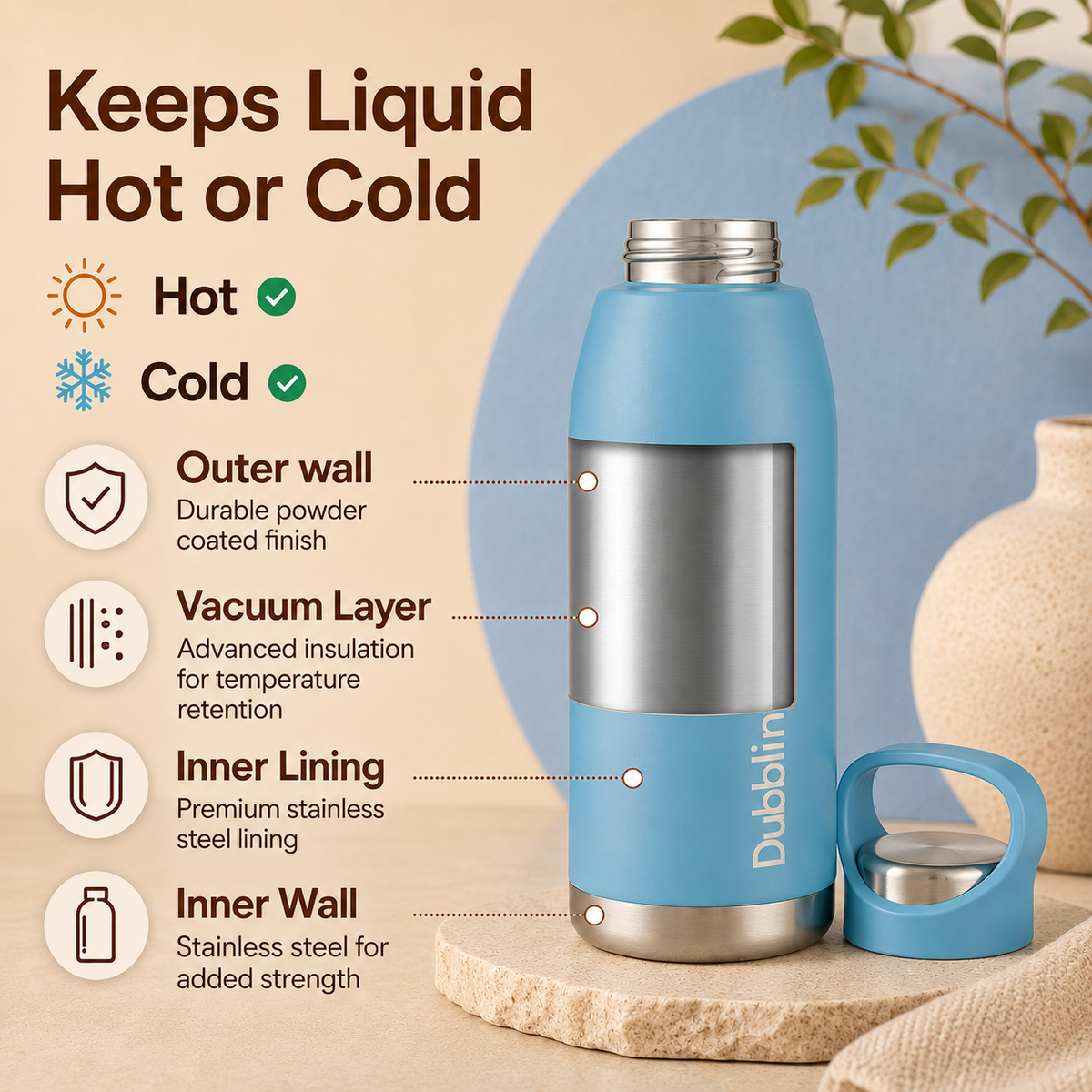 VACUUM BOTTLE HIKER 500 SS DBN-2314 500ML