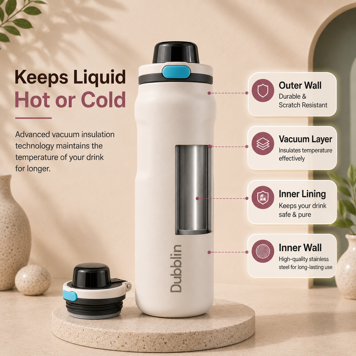 VACUUM BOTTLE MODERN 1000 DBN-2310 1000ML