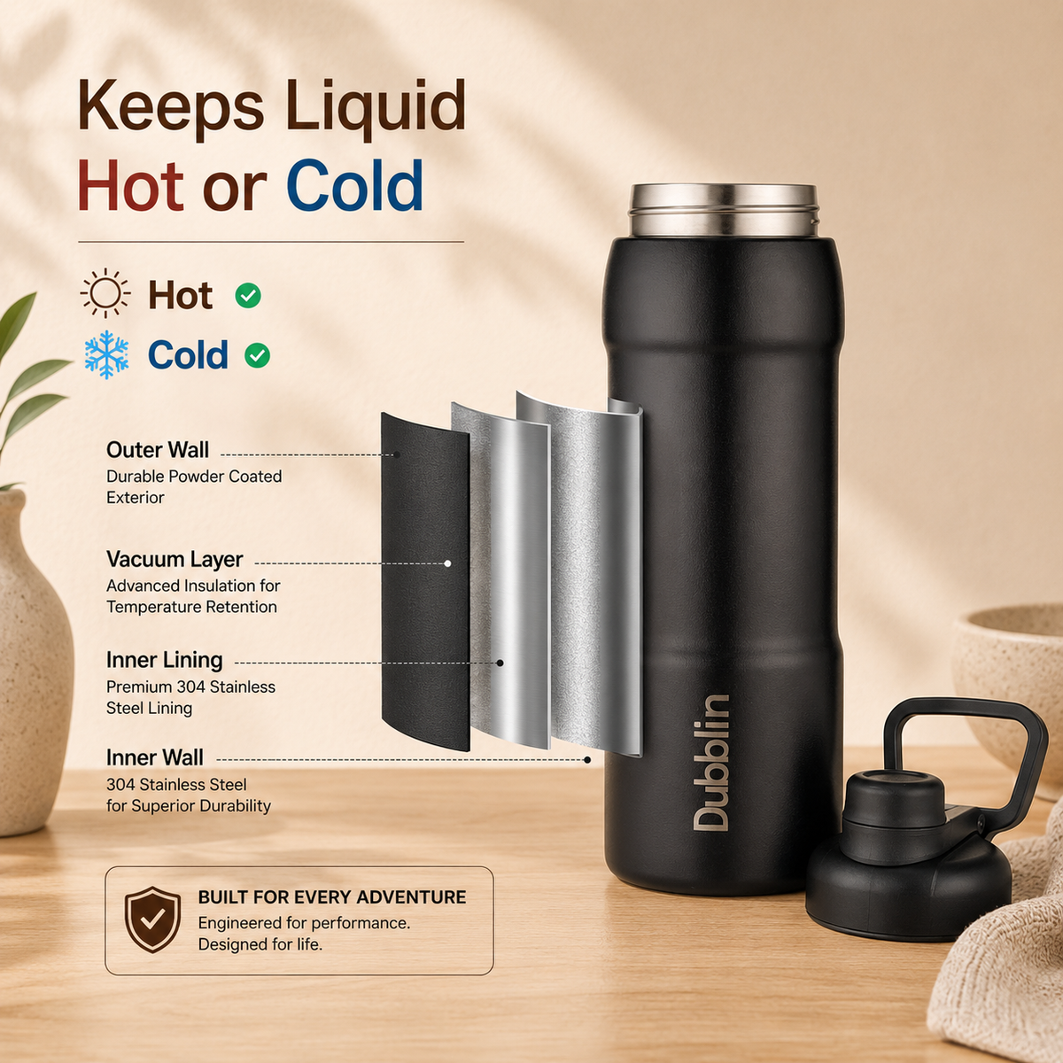 VACUUM BOTTLE CREST 600 SS DBN-2306 600ML