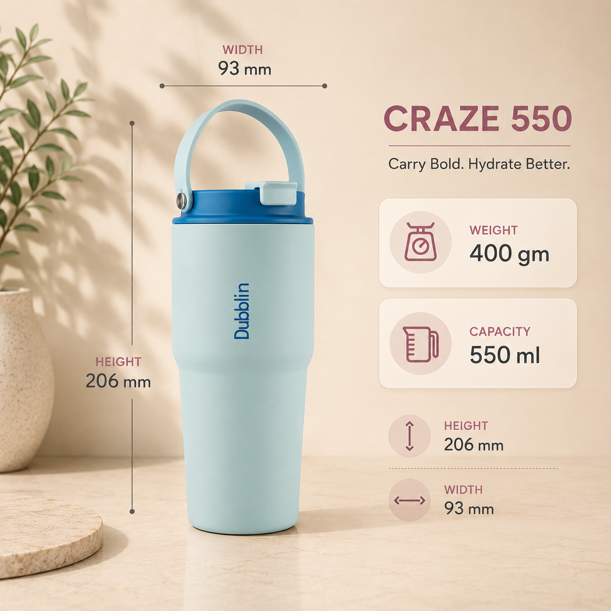 VACUUM BOTTLE CRAZE 550 DBN-2323 550ML