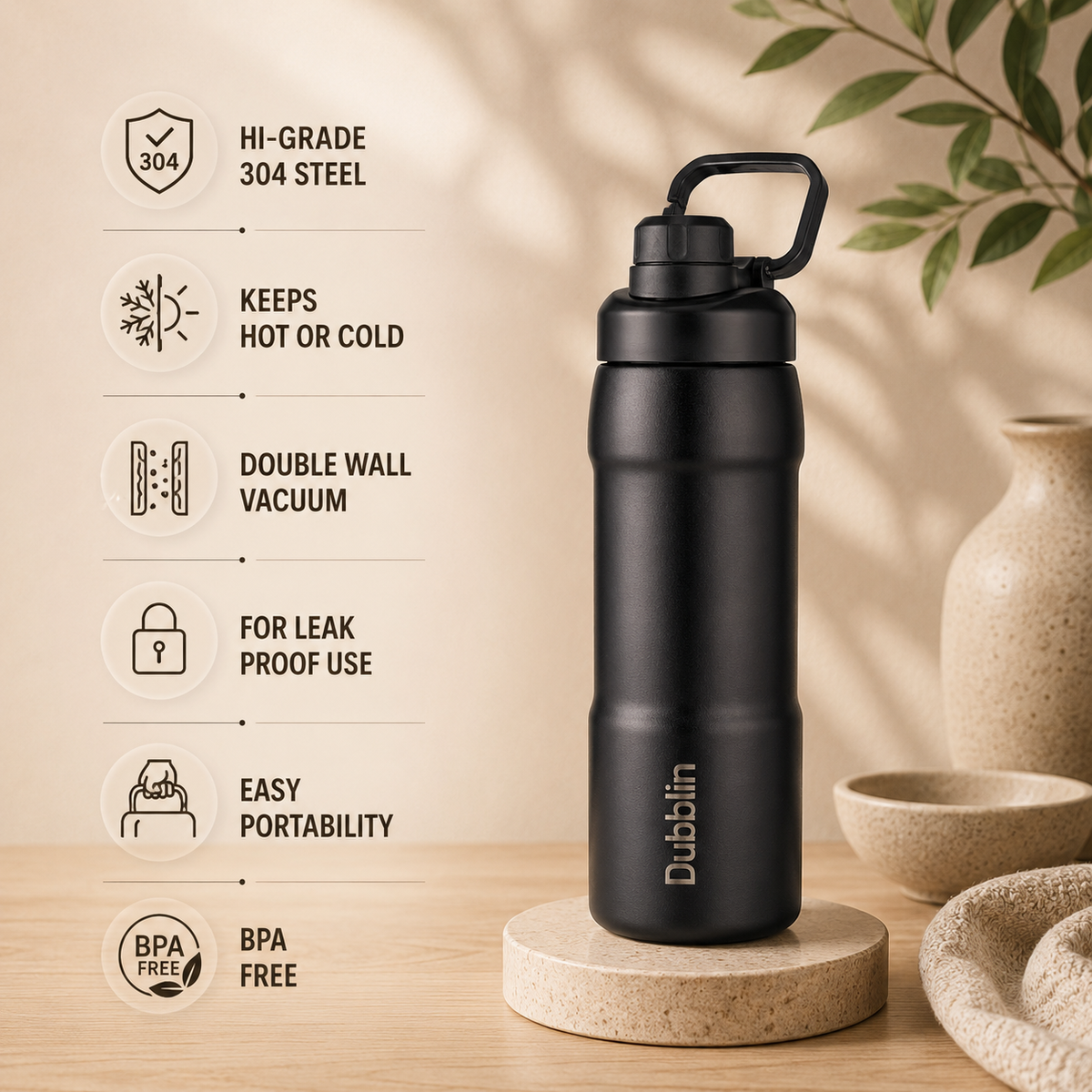 VACUUM BOTTLE CREST 600 SS DBN-2306 600ML