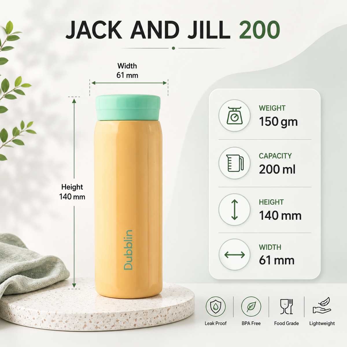 VACUUM BOTTLE JACK & JILL 200 DBN-2319 200ML
