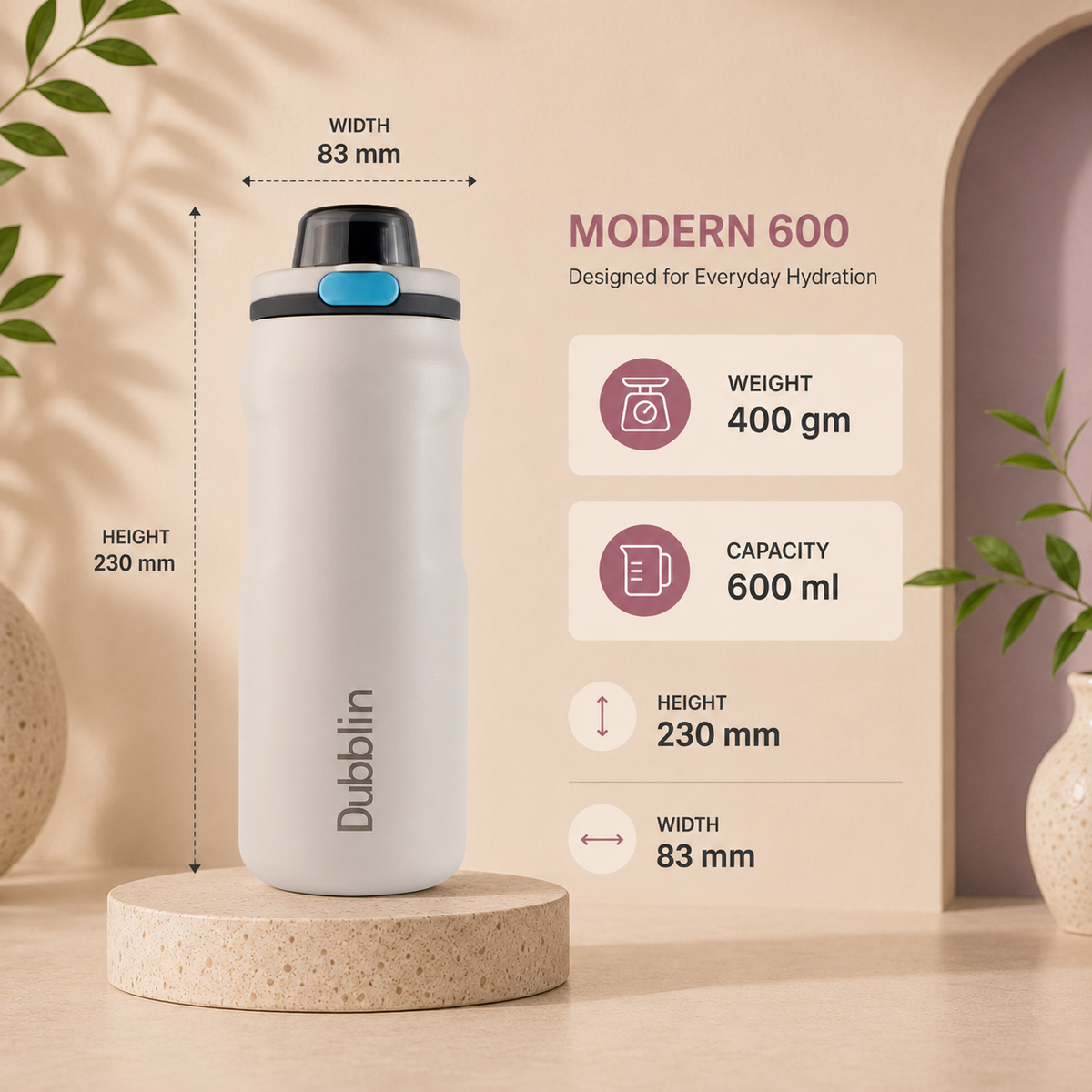 VACUUM BOTTLE MODERN 600 DBN-2308 600ML