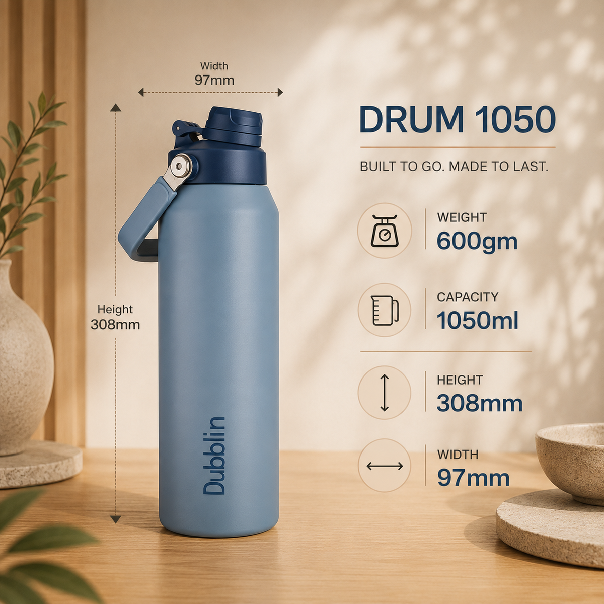 VACUUM BOTTLE DRUM 1050 DBN-2301 1050ML