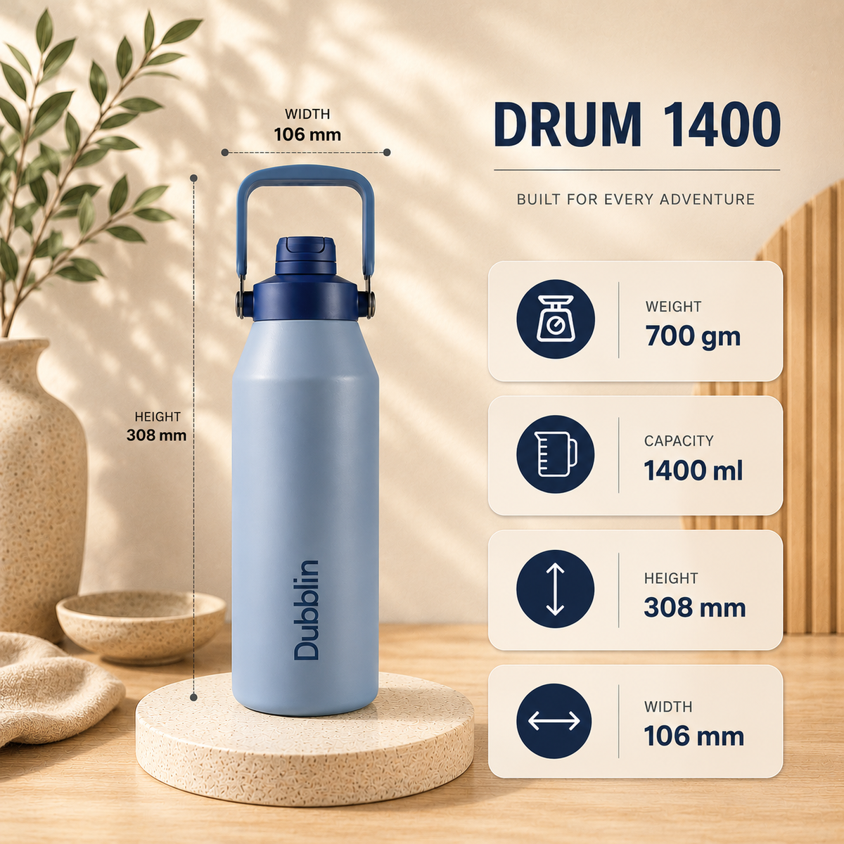 VACUUM BOTTLE DRUM 1400 DBN-2302 1400ML