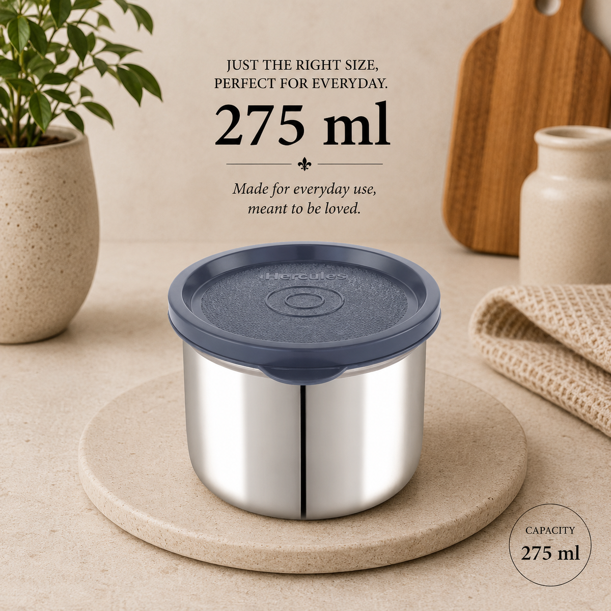 Hercules Stainless Steel Storage Container AL13102 | 275ml