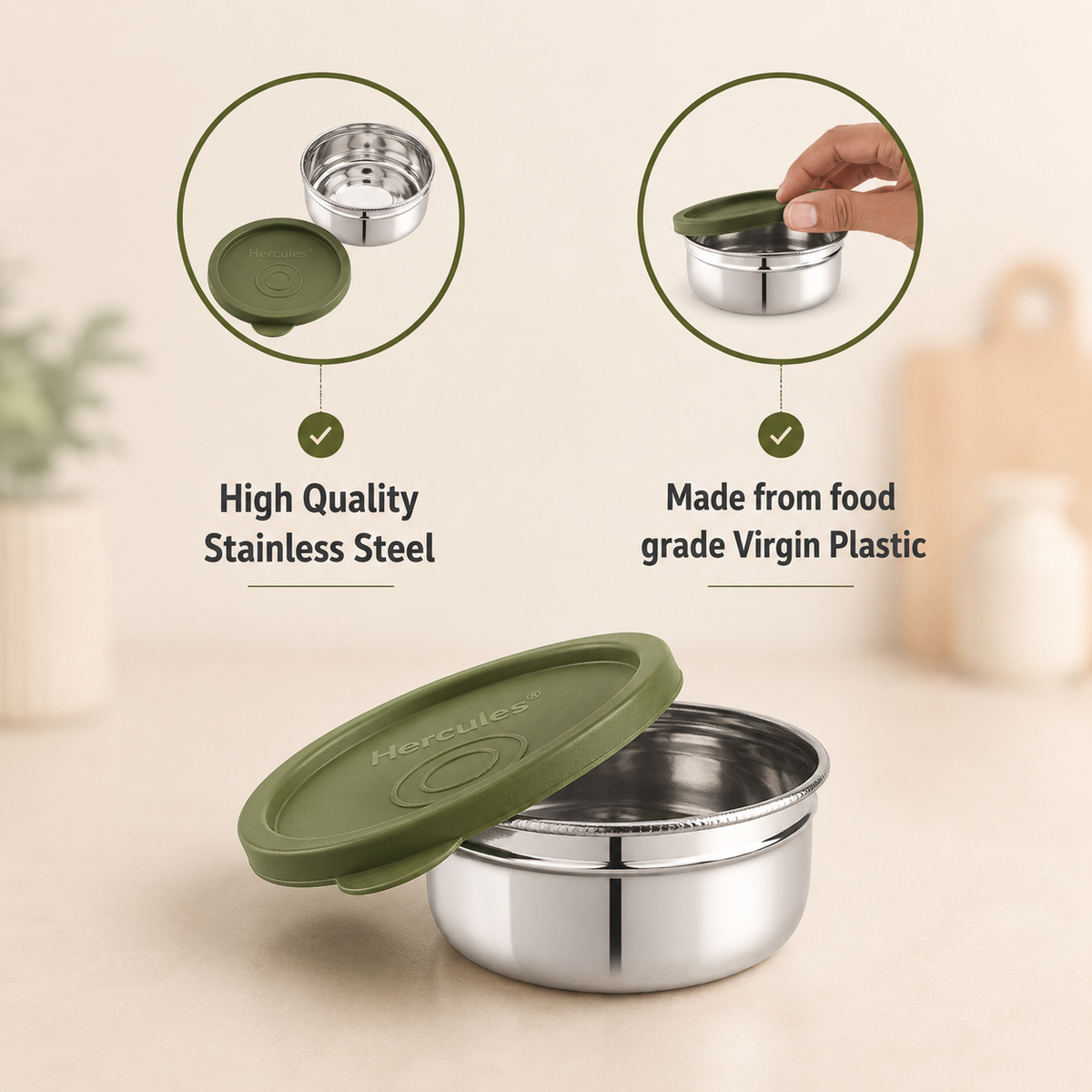 Hercules Stainless Steel Storage Container AL13200 | 200ml