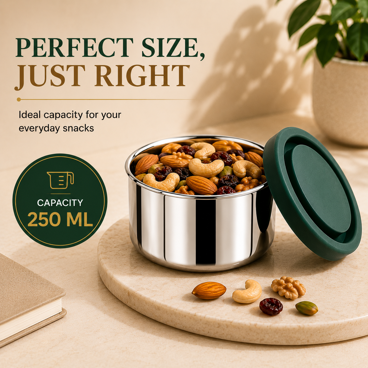 SNACK BOX ROUND 250ML WITH SILICONE LID