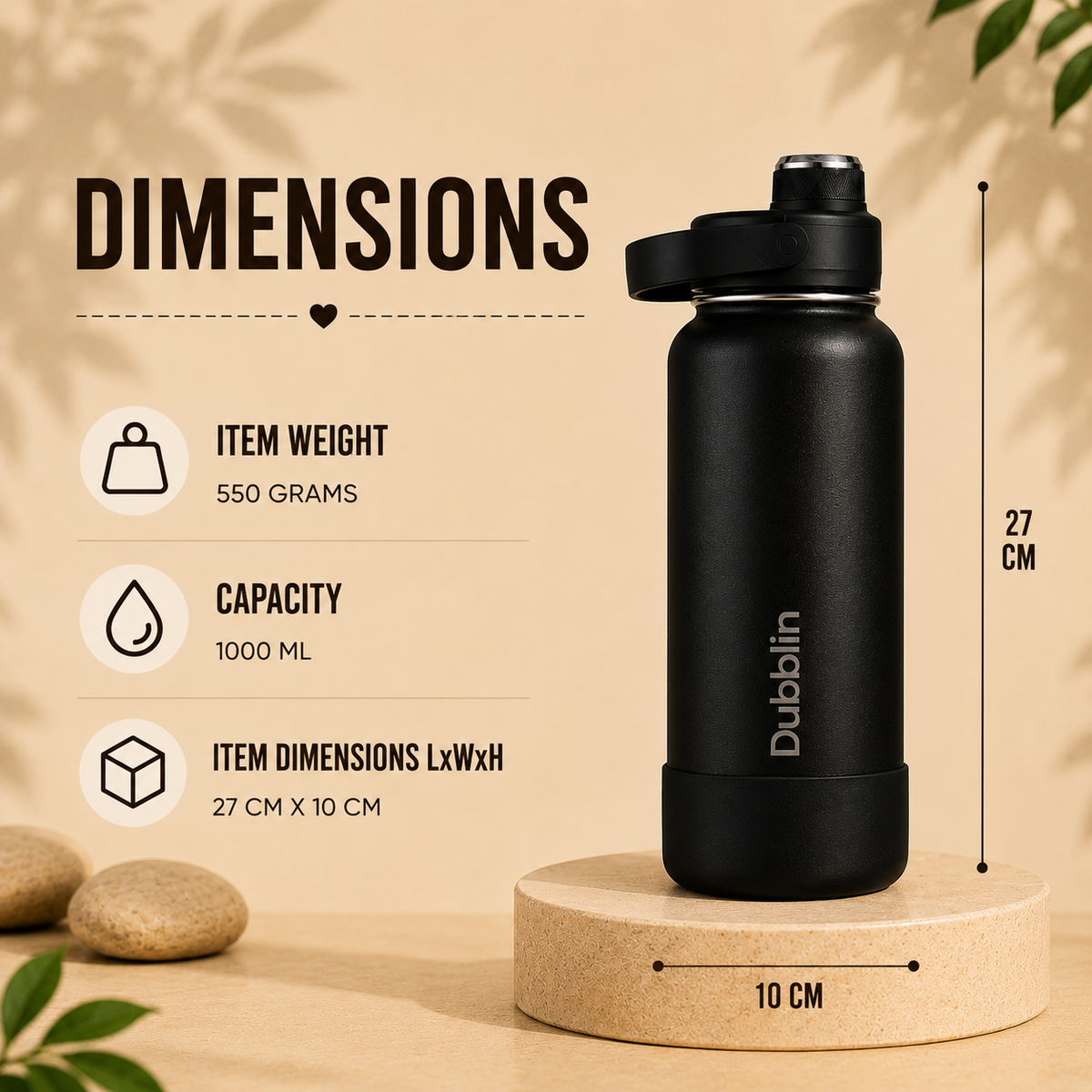 VACUUM BOTTLE SS ZOOM 1000 DBN-2290 1000ML