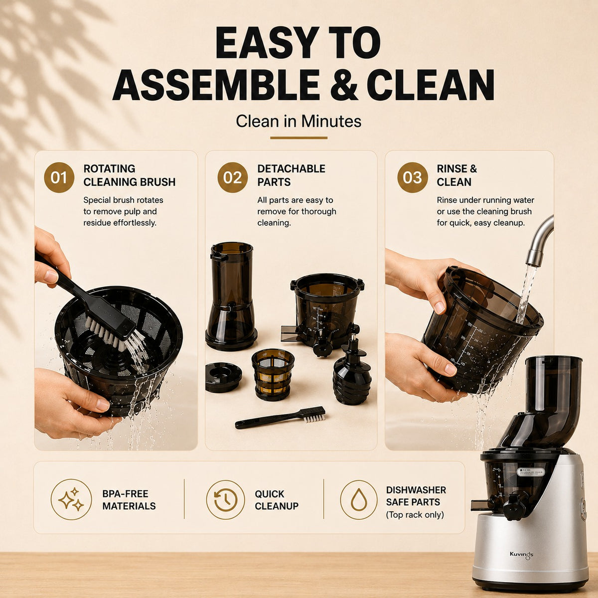 Whole Slow Juicer Whole Press B1700 Dark Silver