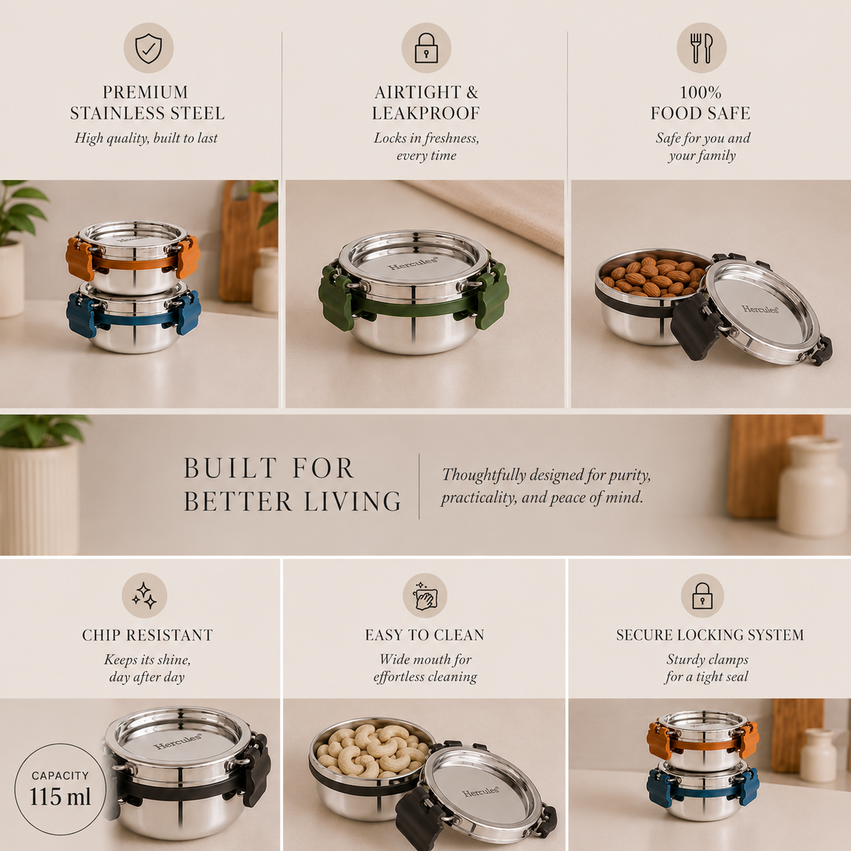 Hercules Stainless Steel Storage Container SA10400 | 525ml