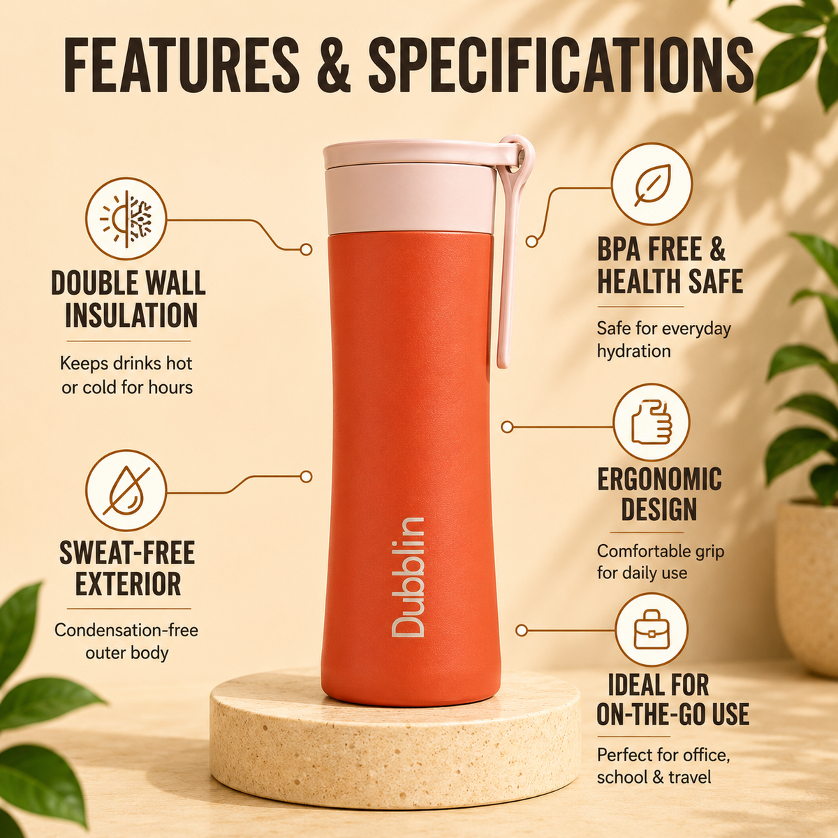 VACUUM BOTTLE SS BELLY 300ML DBN-2033