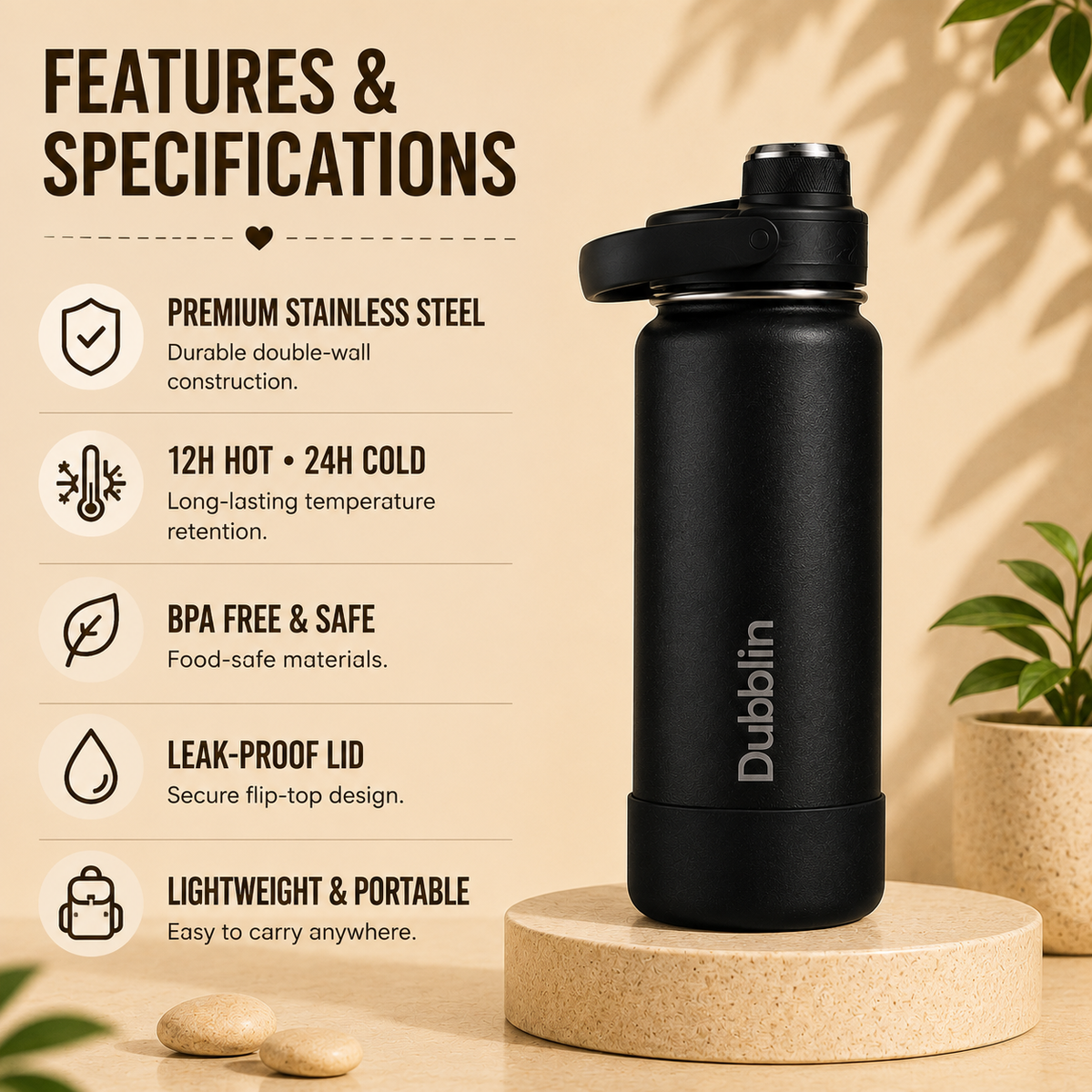 VACUUM BOTTLE SS ZOOM 1000 DBN-2290 1000ML