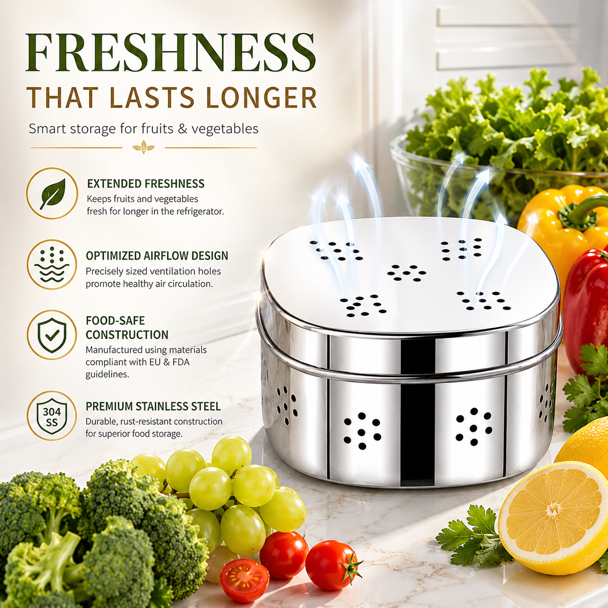 CONTAINER FRIDGE DEEP SQ MED SS