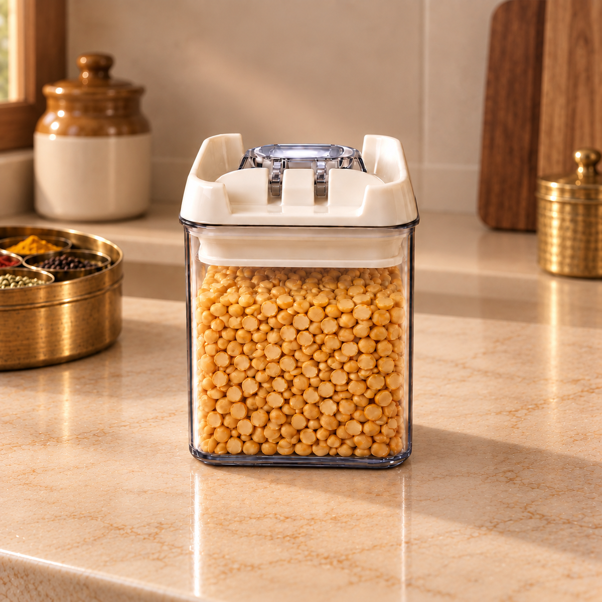 Felli NLQ304A white-lid storage container — Filled or in-use product