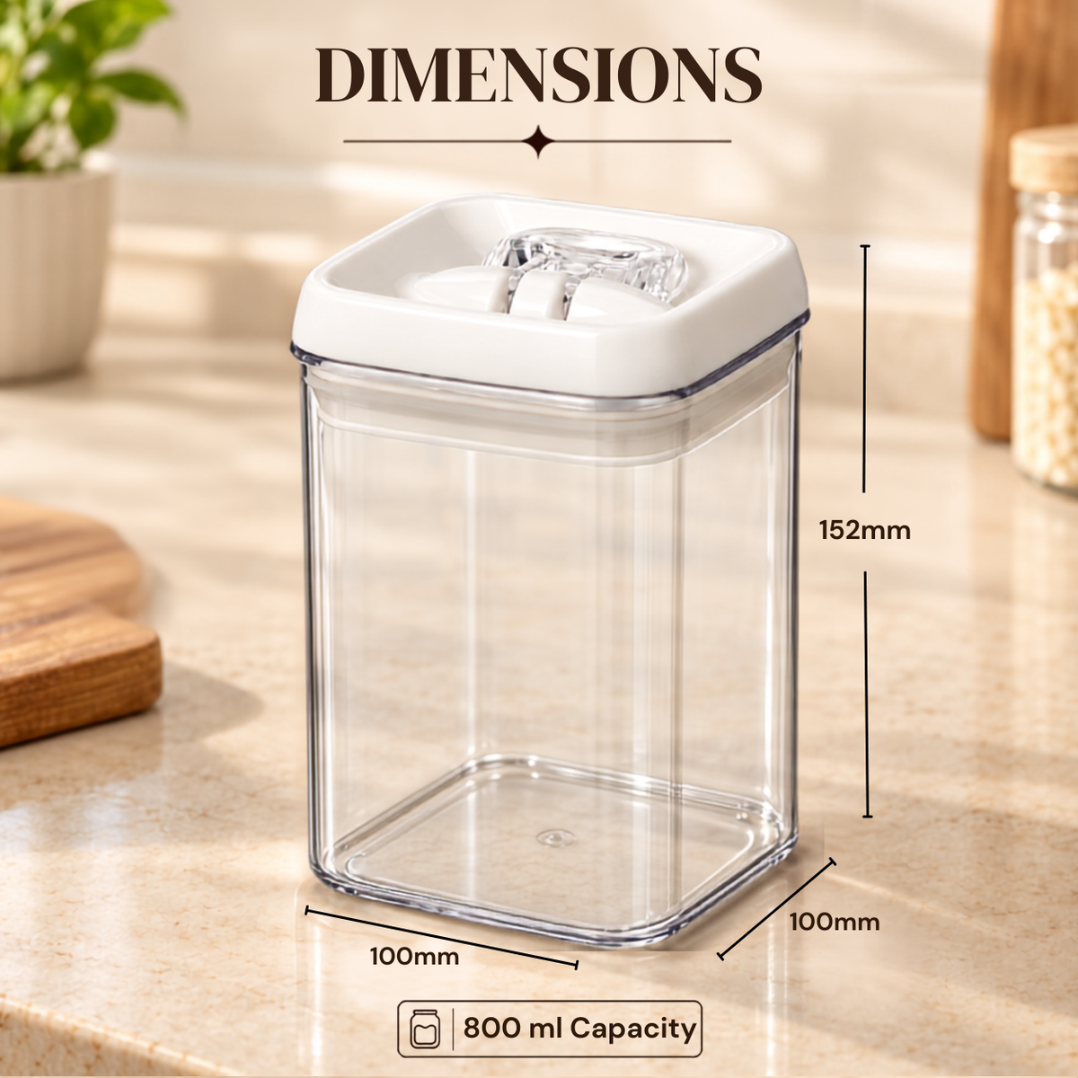 Felli NLQ406A white-lid storage container — Dimensions and capacity