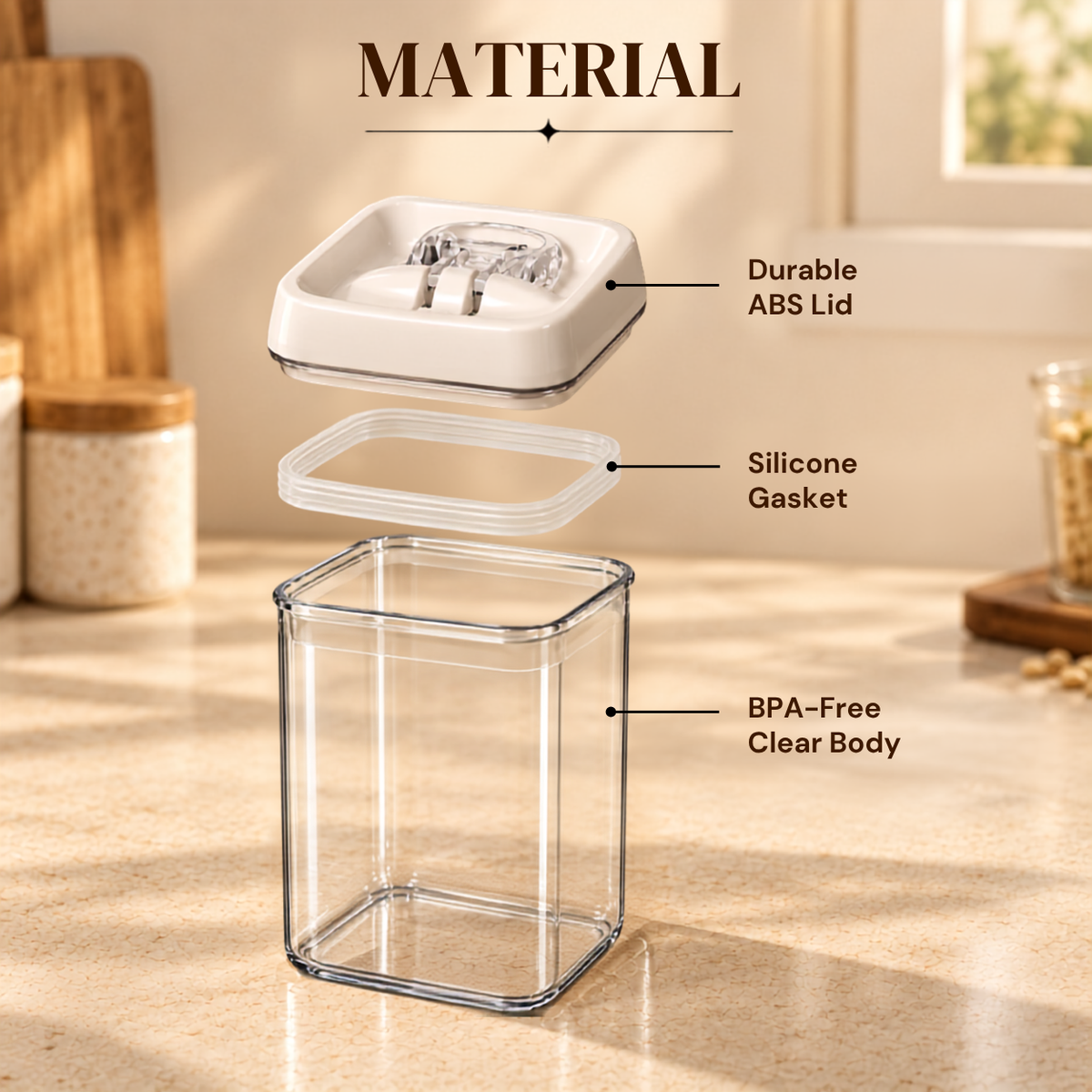 Felli NLQ406A white-lid storage container — Material breakdown