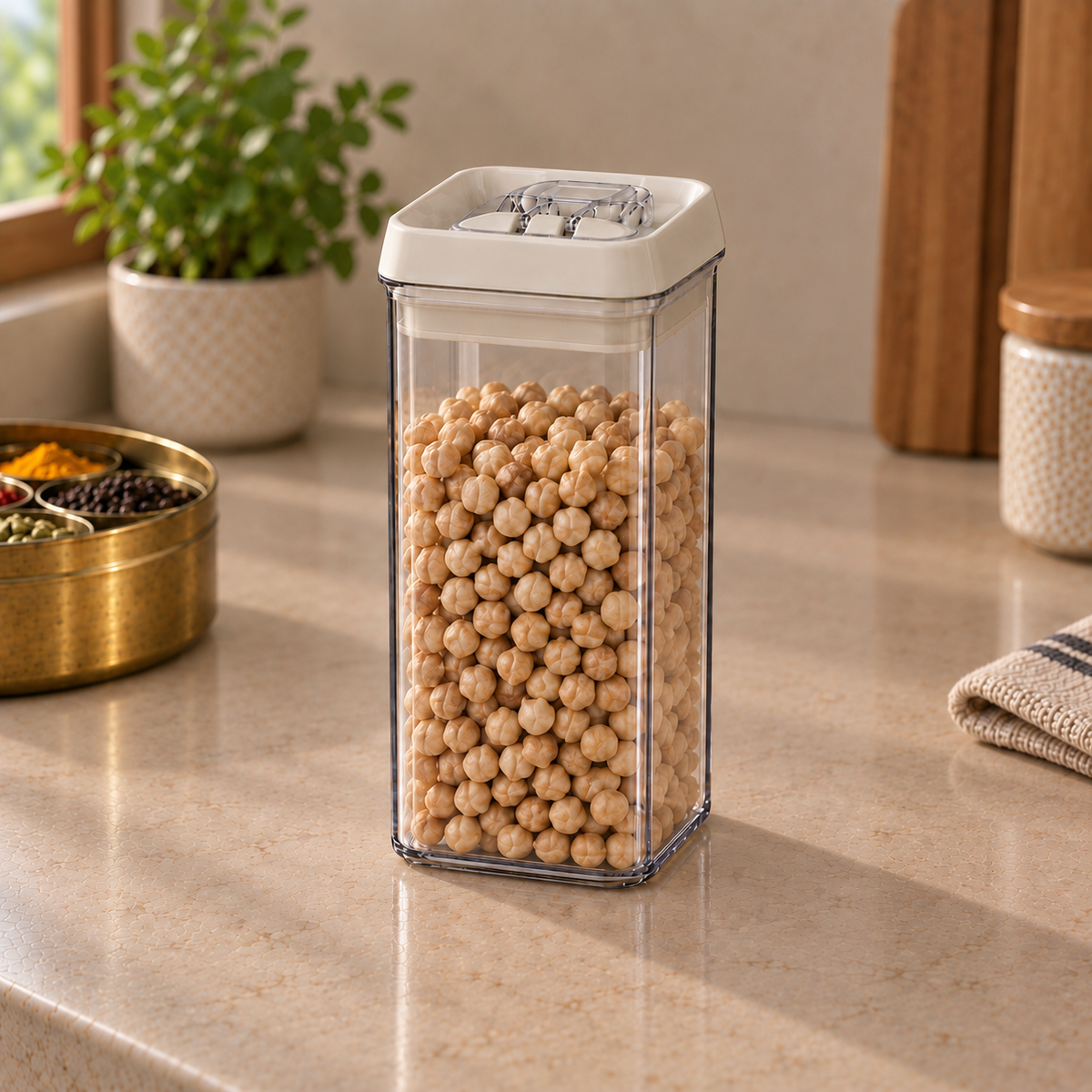 Felli NLQ408A white-lid storage container — Filled or in-use product