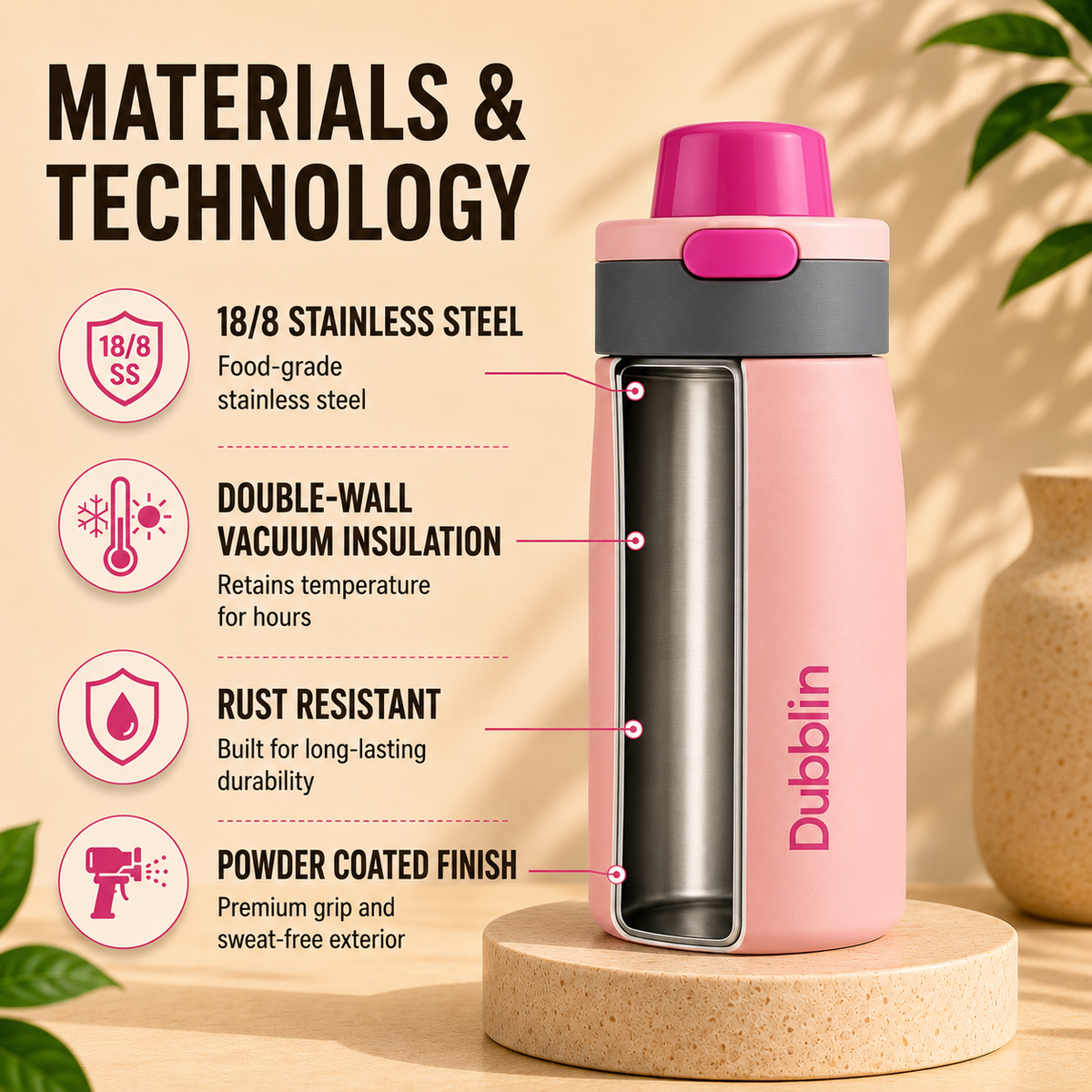 VACUUM BOTTLE RUFF AND TUFF 500 SS DBN-2311 500ML