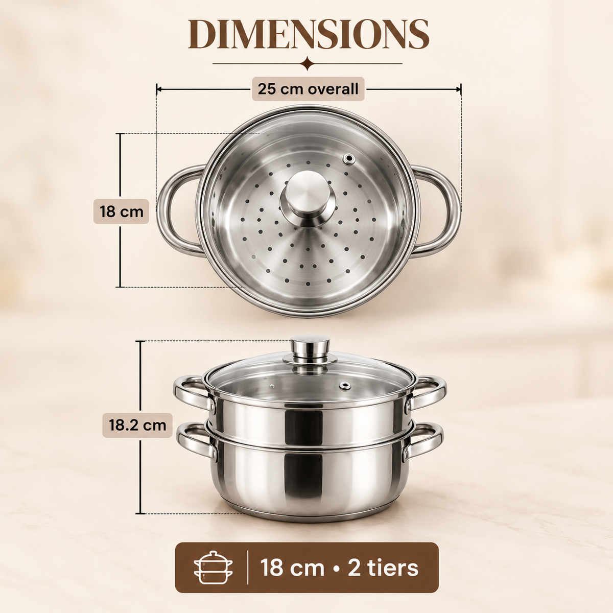 STEAMER 2 TIER 18CM