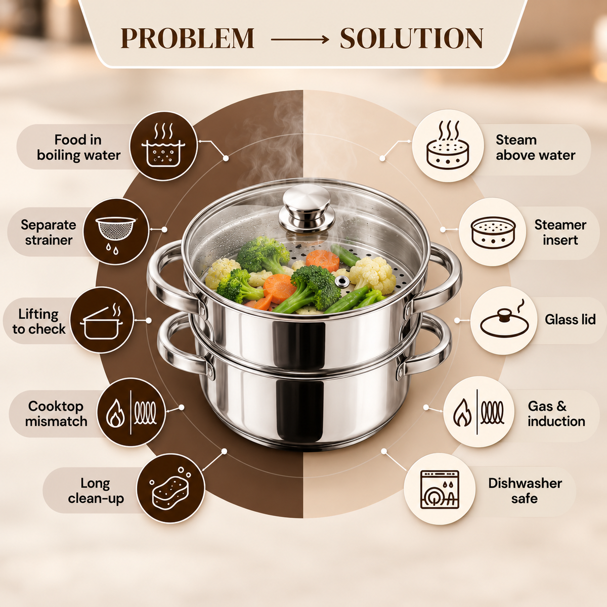 STEAMER 2 TIER 18CM