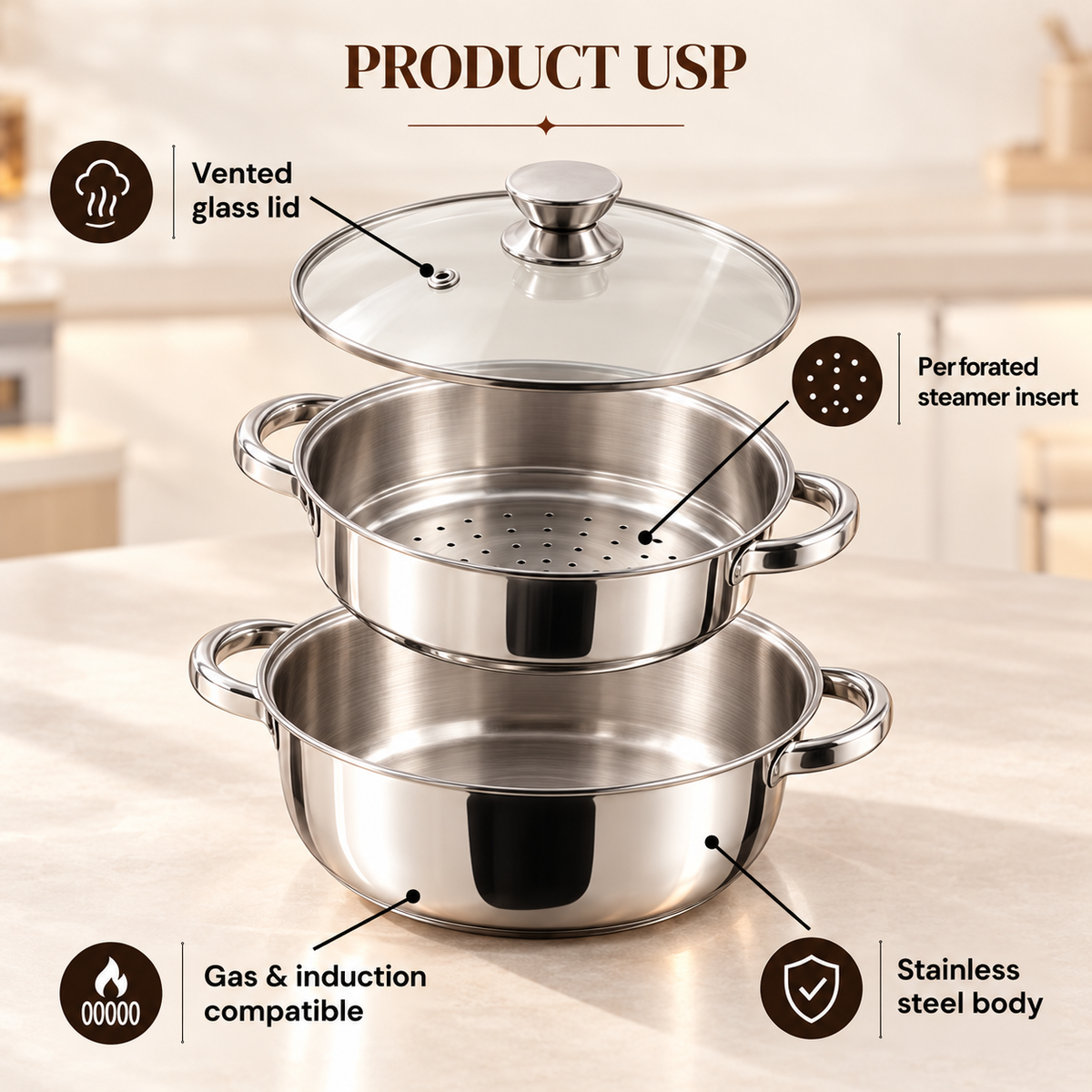 STEAMER 2 TIER 18CM